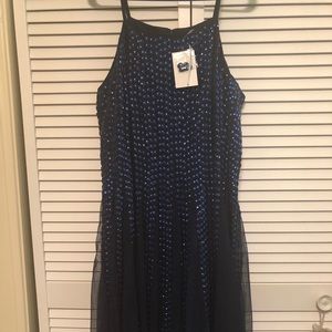 ASOS Curve Blue Sequin Swing Panel Dress